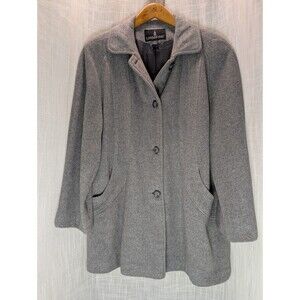 London Fog Vintage Gray Lined Coat Women's Button Front Wool Blend Size 8